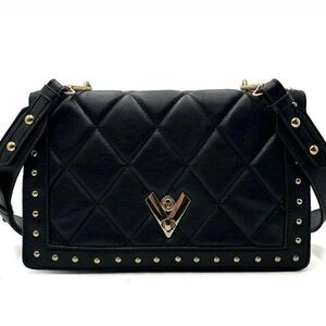 Valentino Orlandi V Logo Quilted Studded Crossbody Bag